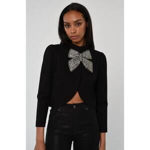 NEW LOVE THE LABEL regina removeable embellised bow jacket in black